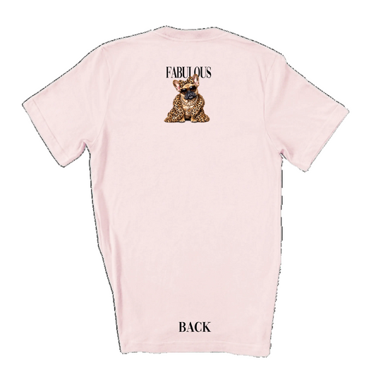 Frannie Fabulous Frenchie Rhinestone Glam Dog Pink Graphic Tee