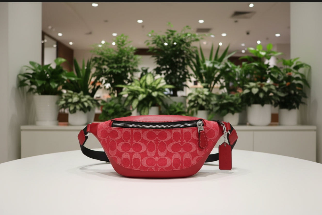 Coach Red Denim Mini Warren Bum Bag