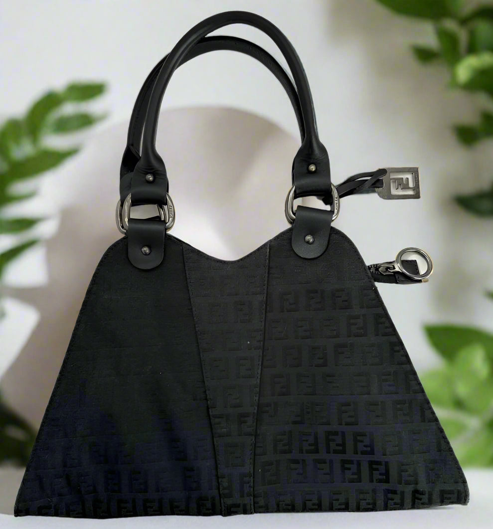 Fendi Black Devil Zucchino Trapeze Bag