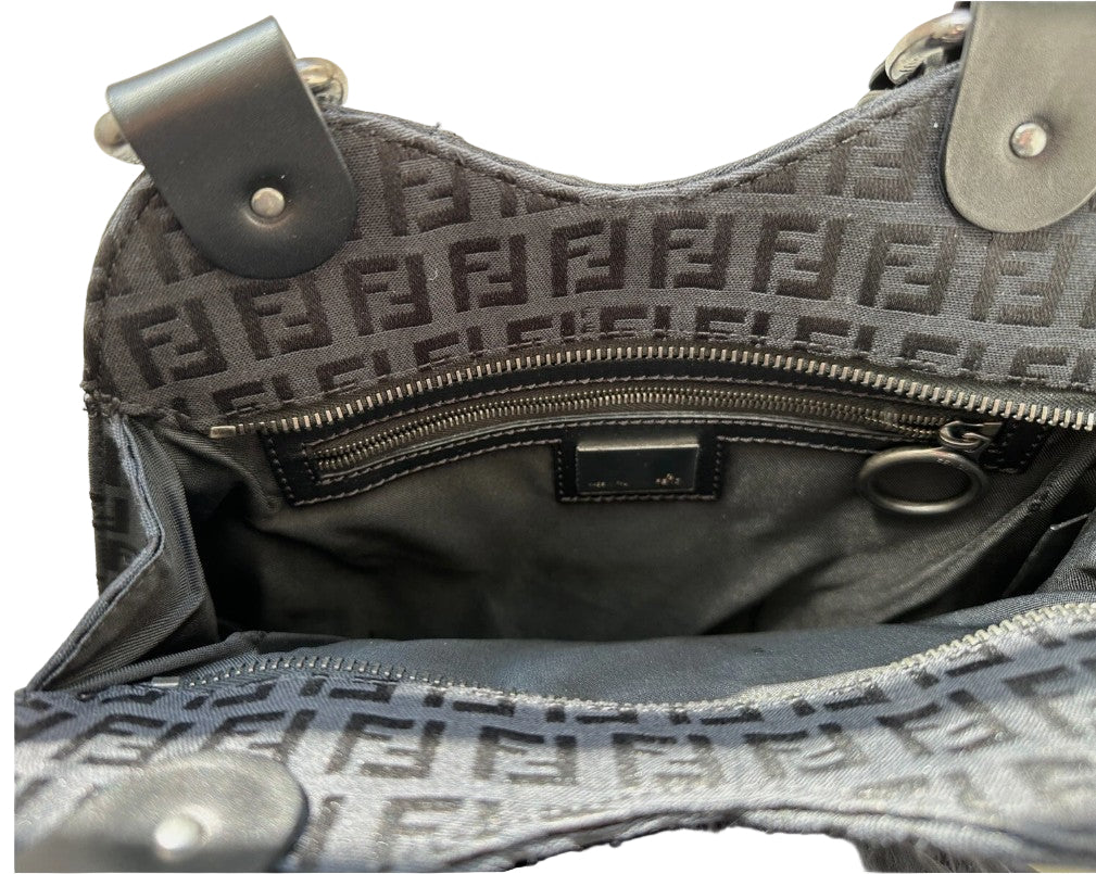 Fendi Black Devil Zucchino Trapeze Bag