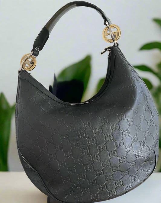 Gucci Guccissima Embossed Leather Twins Hobo