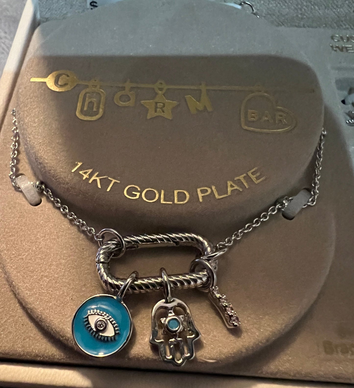 Charm Bar Blue Evil Eye Changeable Bracelet