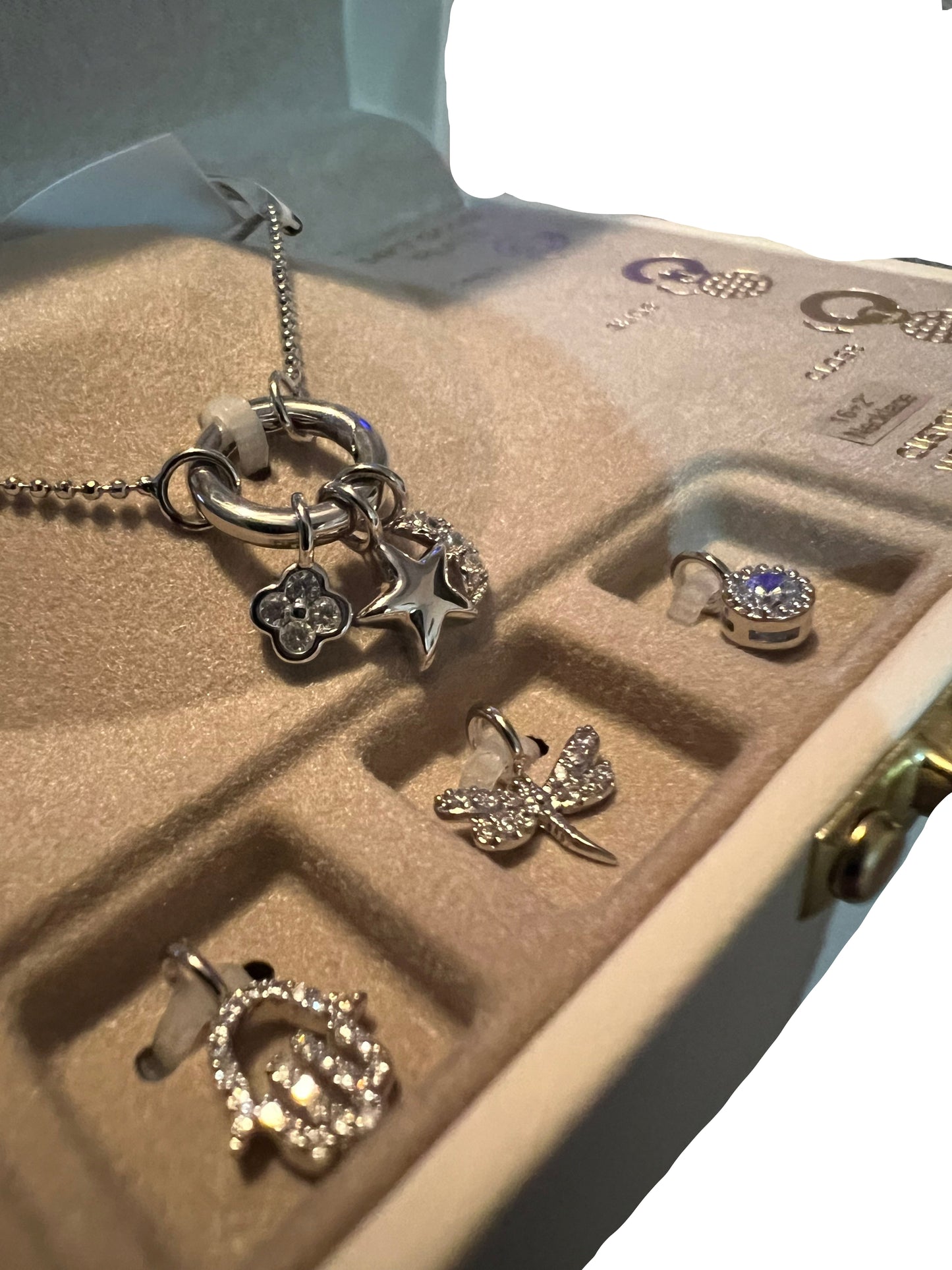 Charm Bar Gold Necklace with Chargeable Charms