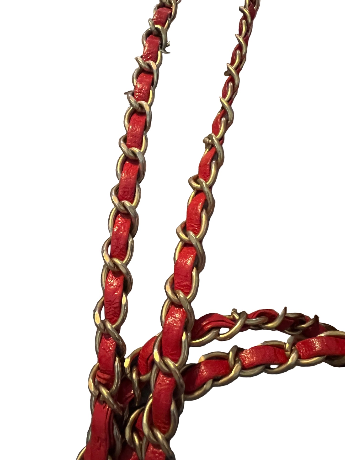 Chanel Red Chervron Crinkled Calfskin Flap Bag