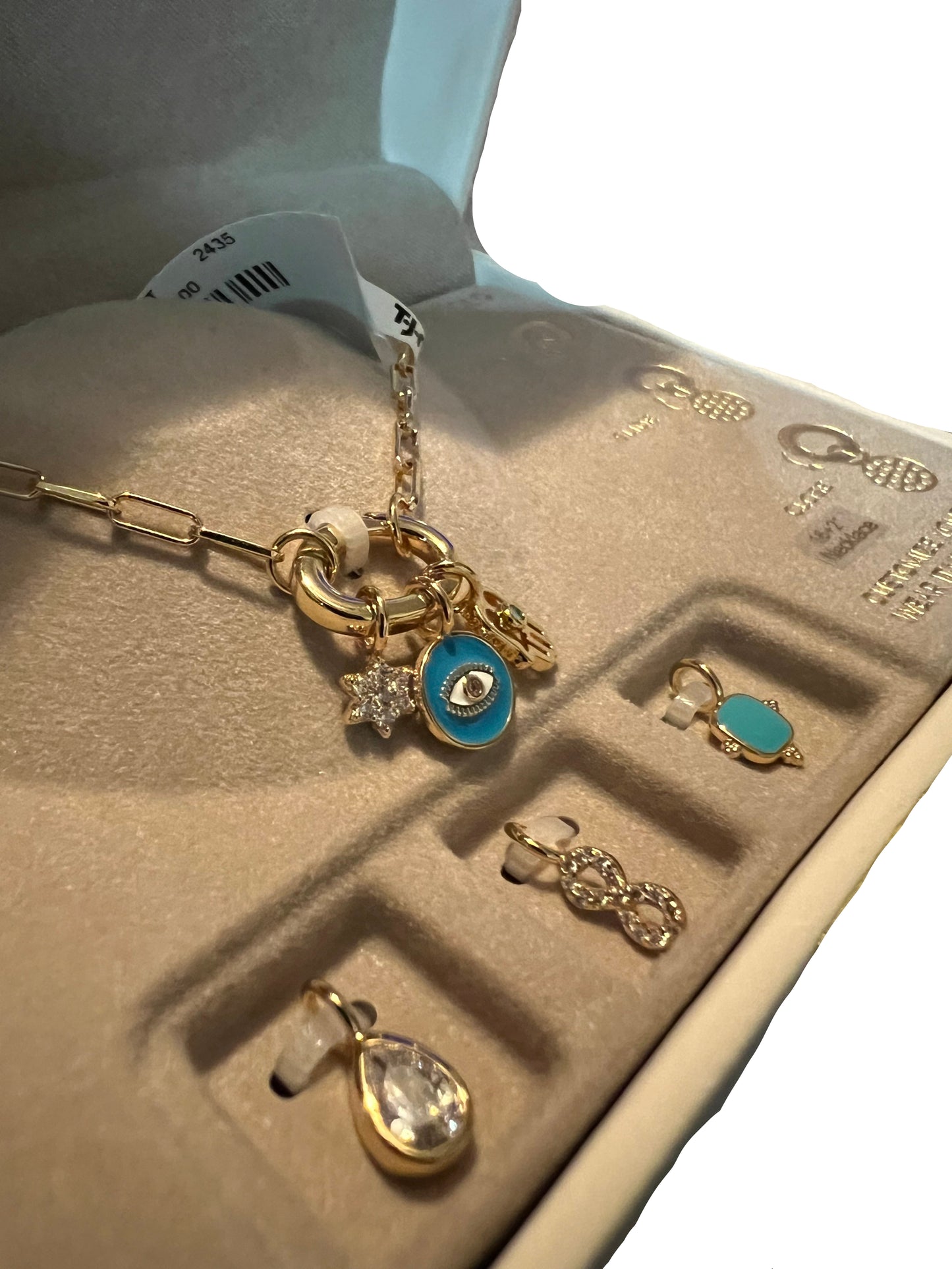 Charm Bar Gold Eye Charm Necklace