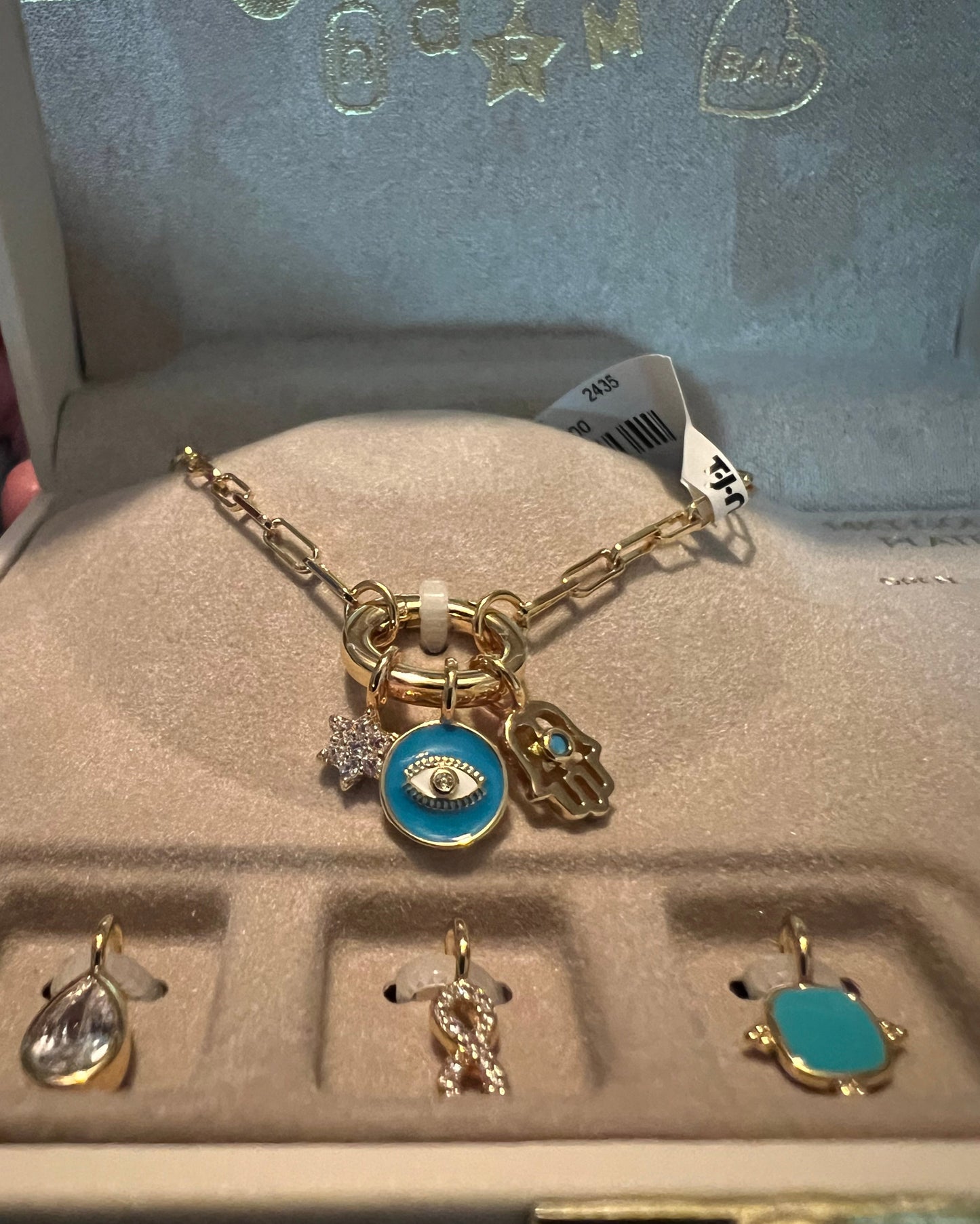 Charm Bar Gold Eye Charm Necklace