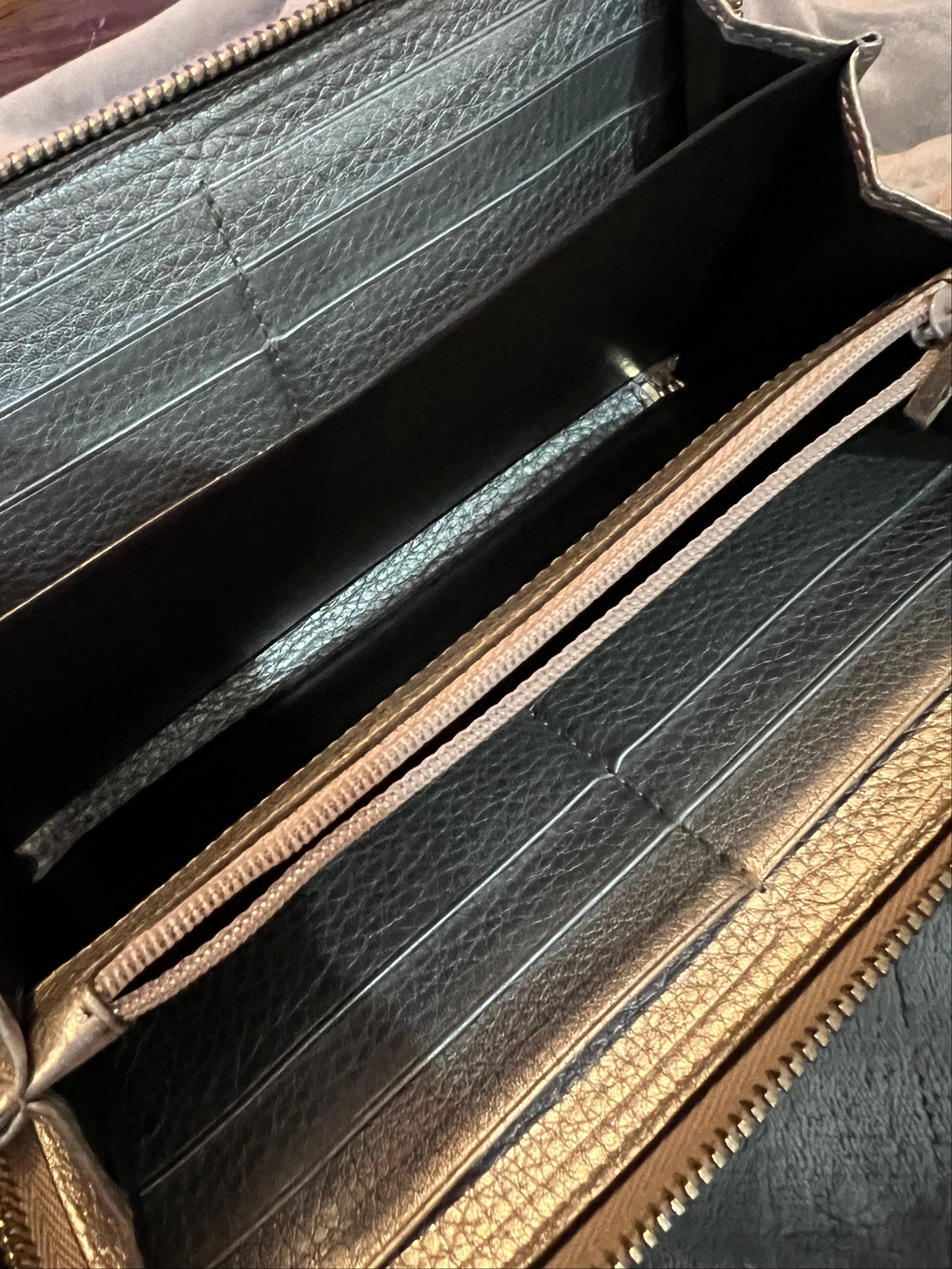 Gucci Metallic Bamboo Zip Wallet