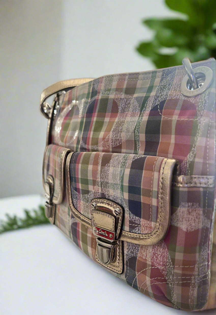 Coach Poppy Sequin Plaid Devon Bag