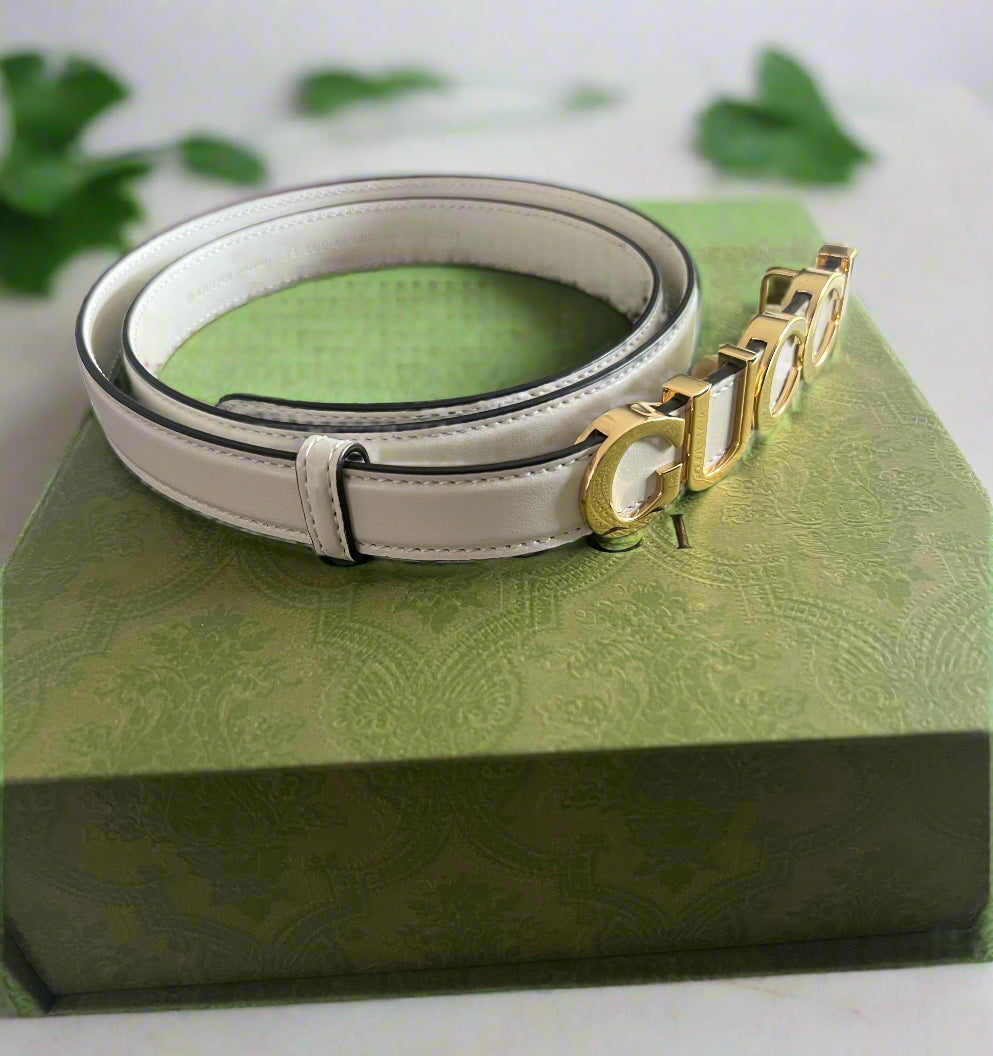 Gucci Ivory and Gold Belt Size 80
