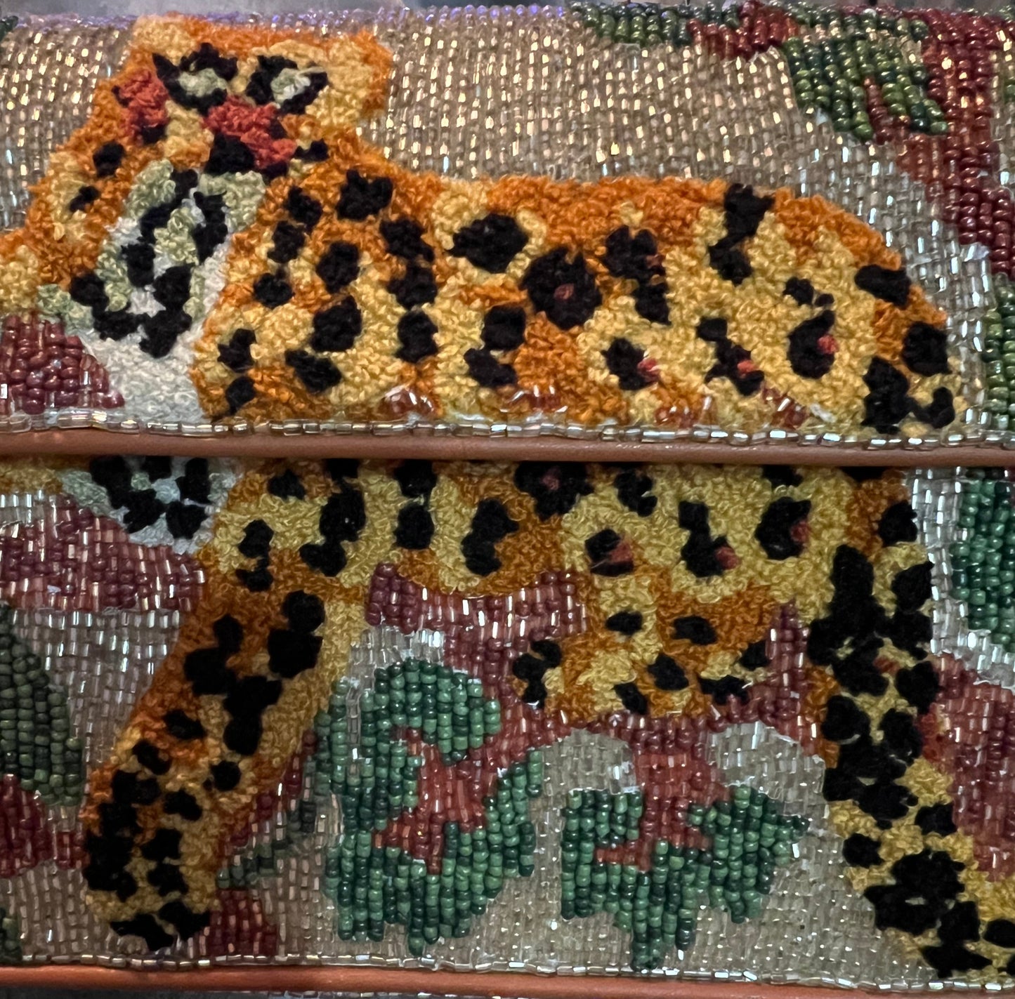 Staud Tommy Beaded Bag with Leopard