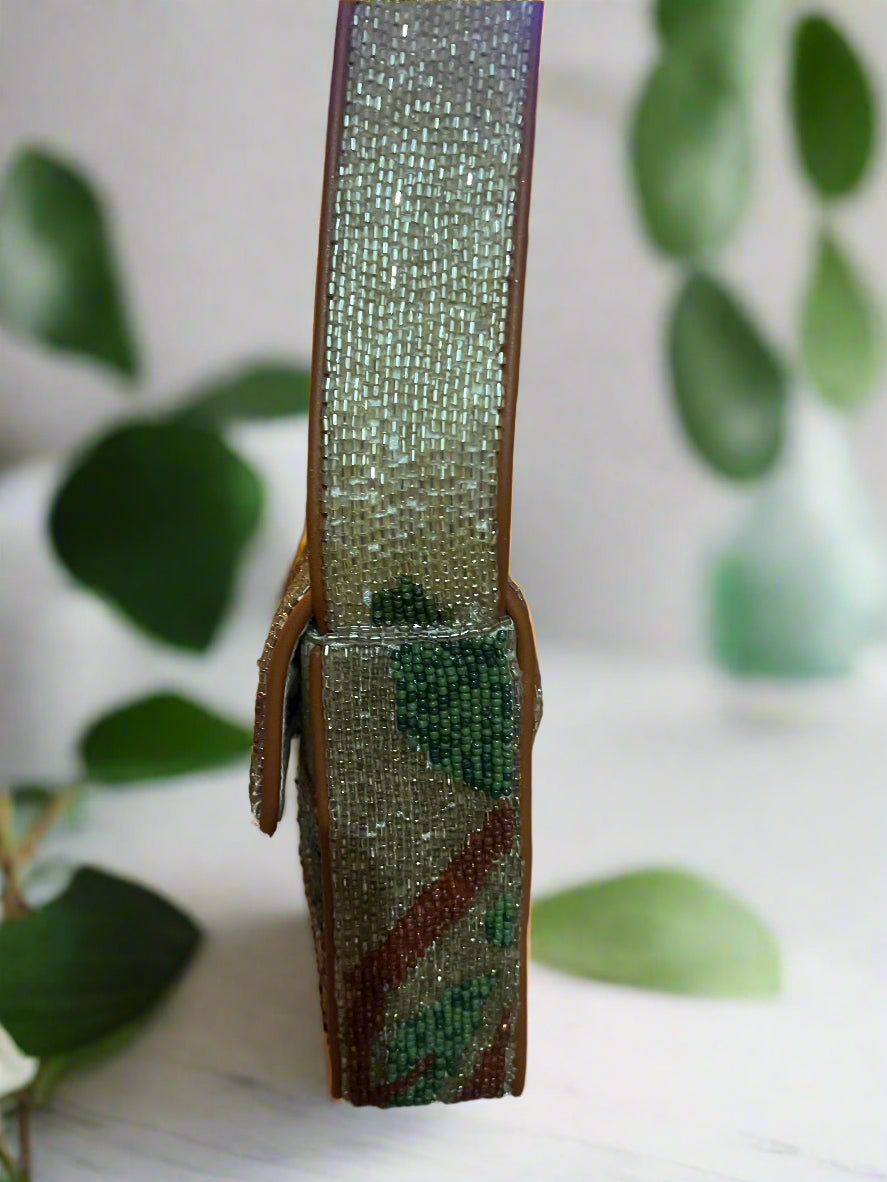 Staud Tommy Beaded Bag with Leopard
