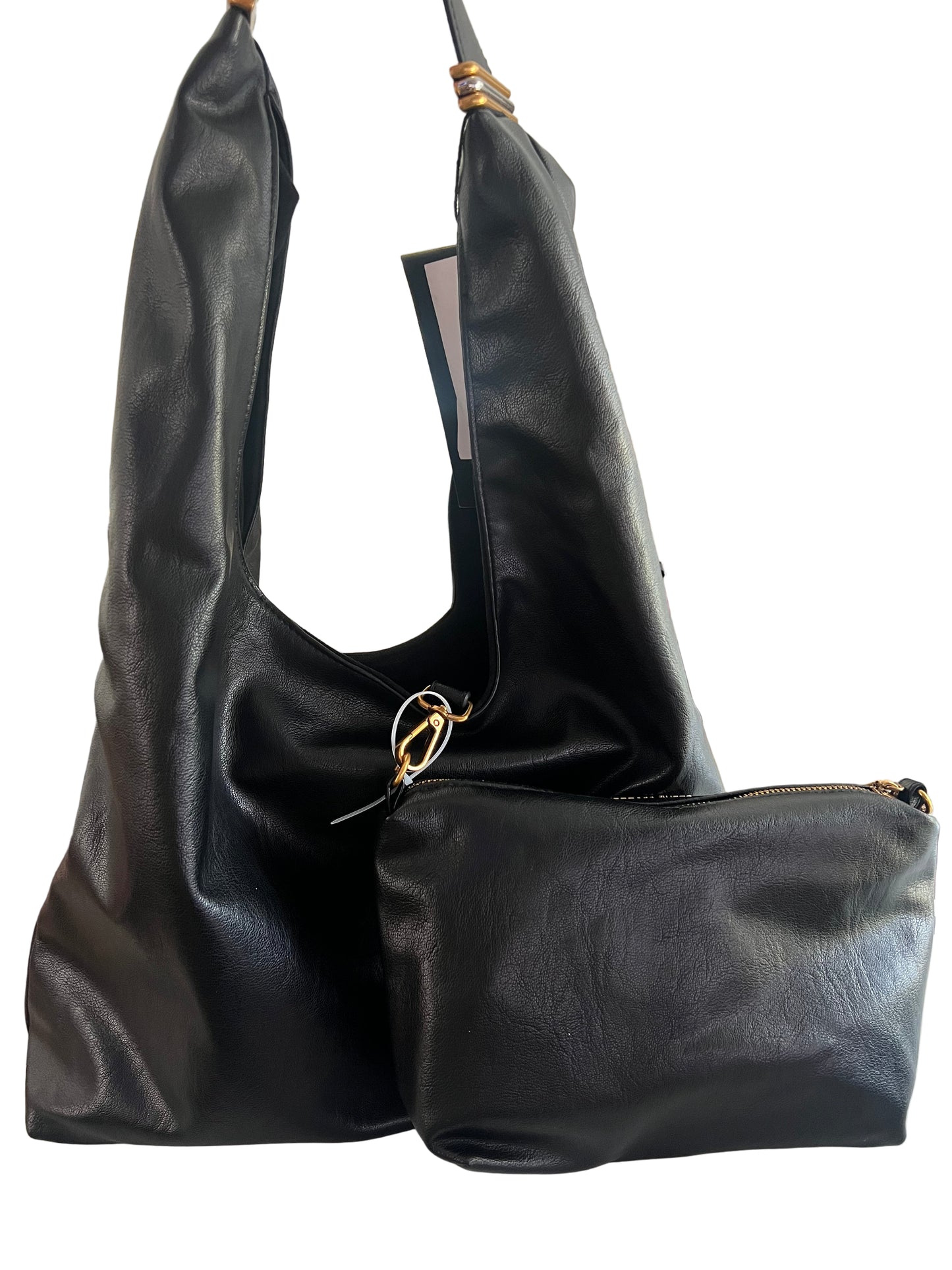 SM Faux Black Leather Hobo