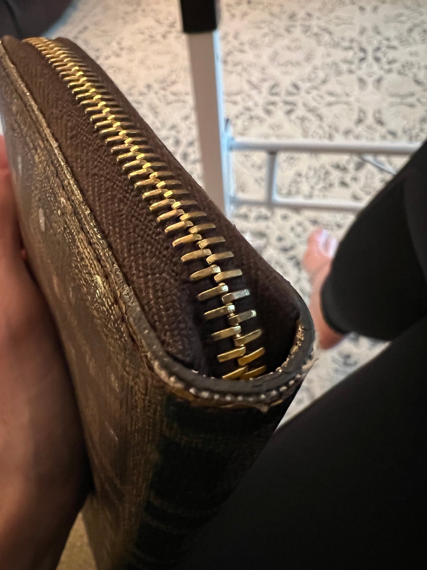 Fendi Coated Canvas Polka Dot Zip Around Wallet