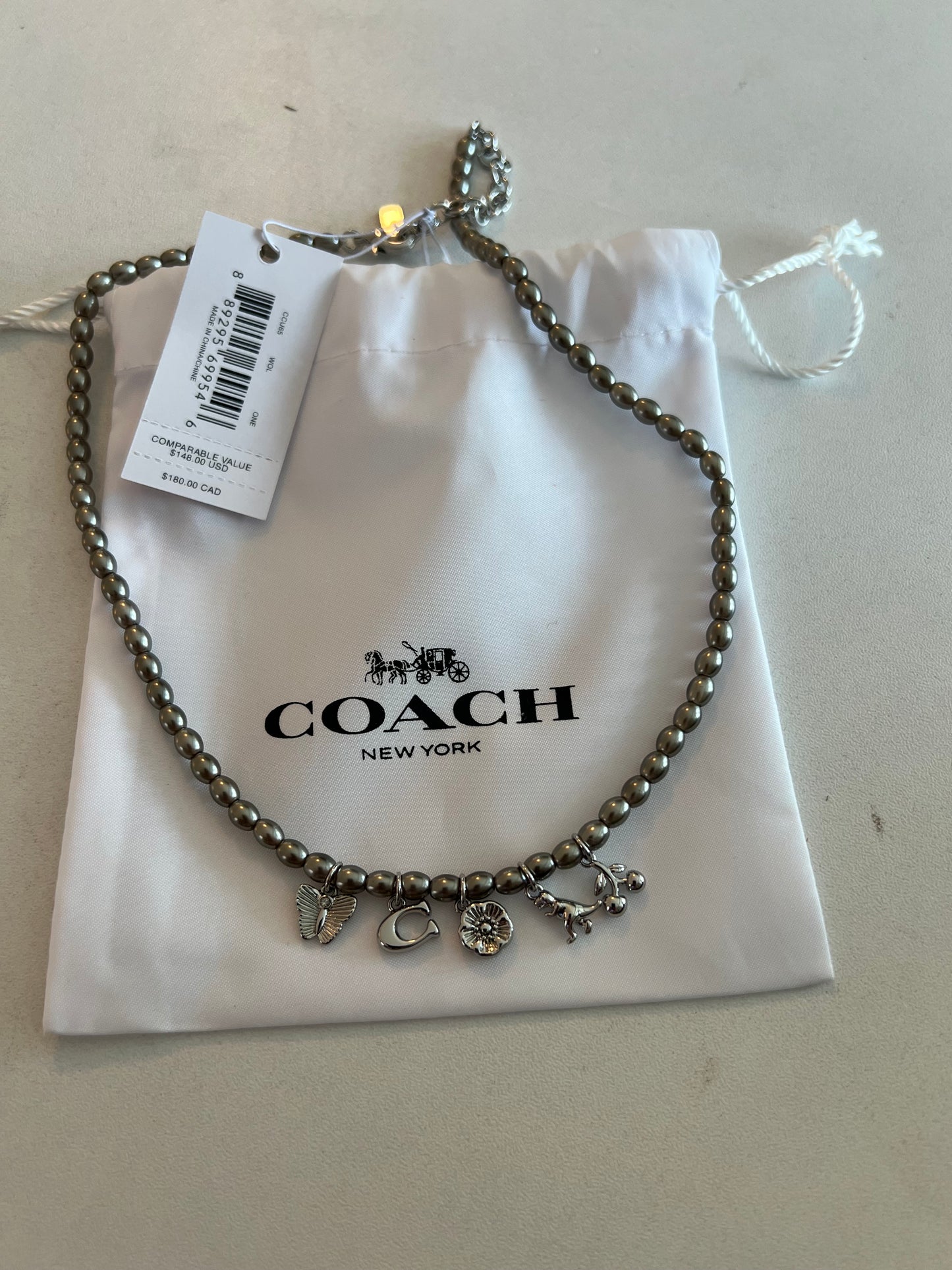 Coach Silver Toned Charm Necklace