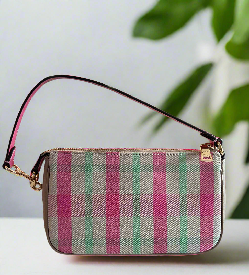 Coach Pink Leather & Plaid Nolita 19
