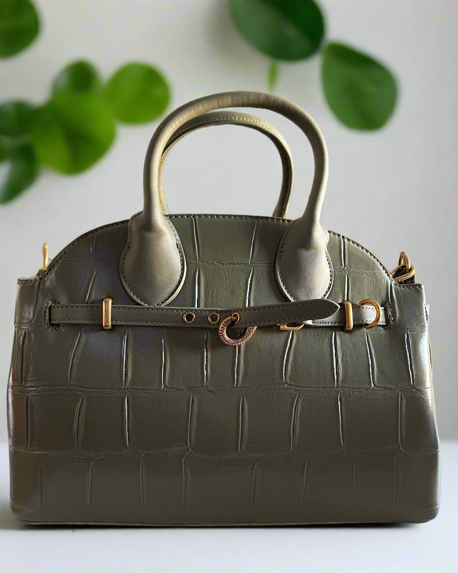 SM Faux Leather Croc Embossed Satchel
