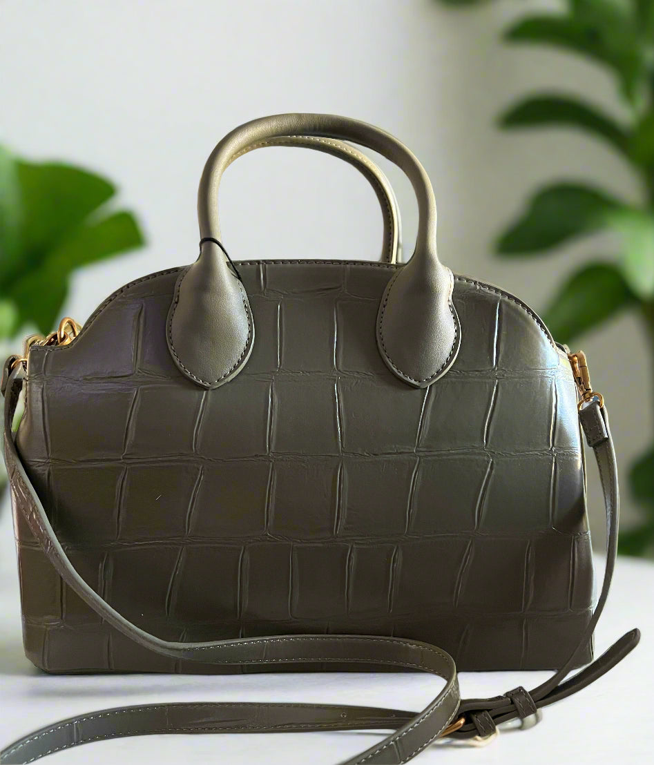 SM Faux Leather Croc Embossed Satchel