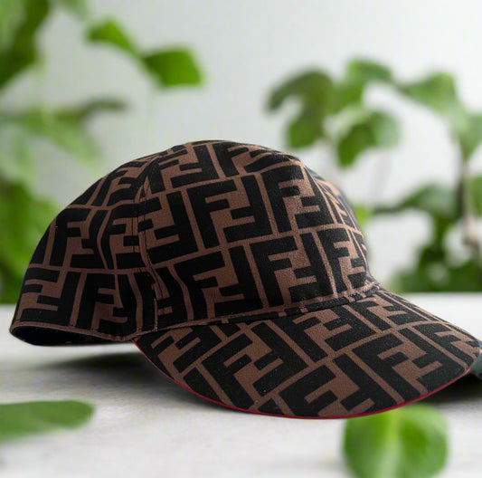 Fendi Zucca Hat with Red Trim