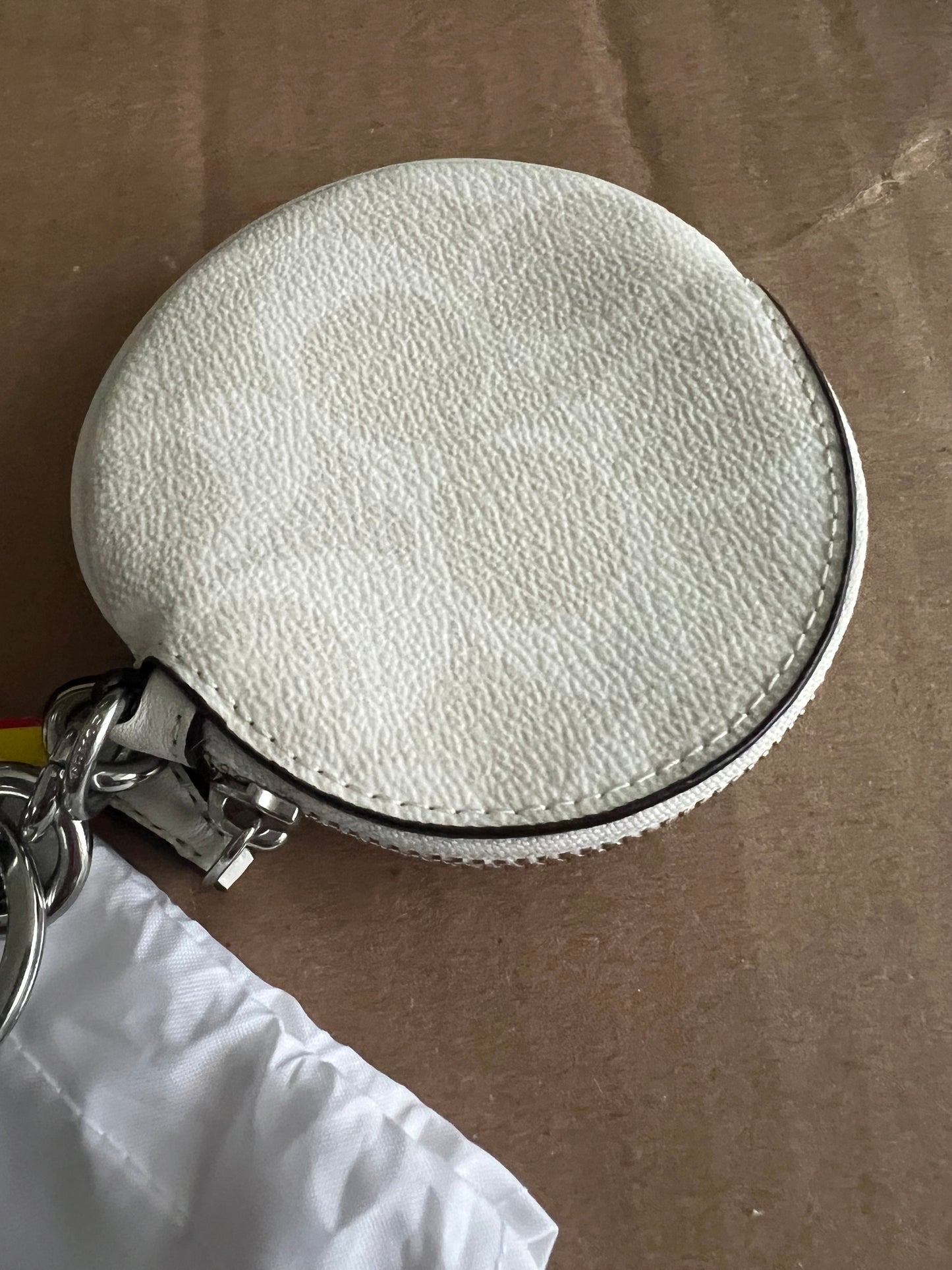 Coach Signature White Coin Pouch Bag Charm/Kaychain