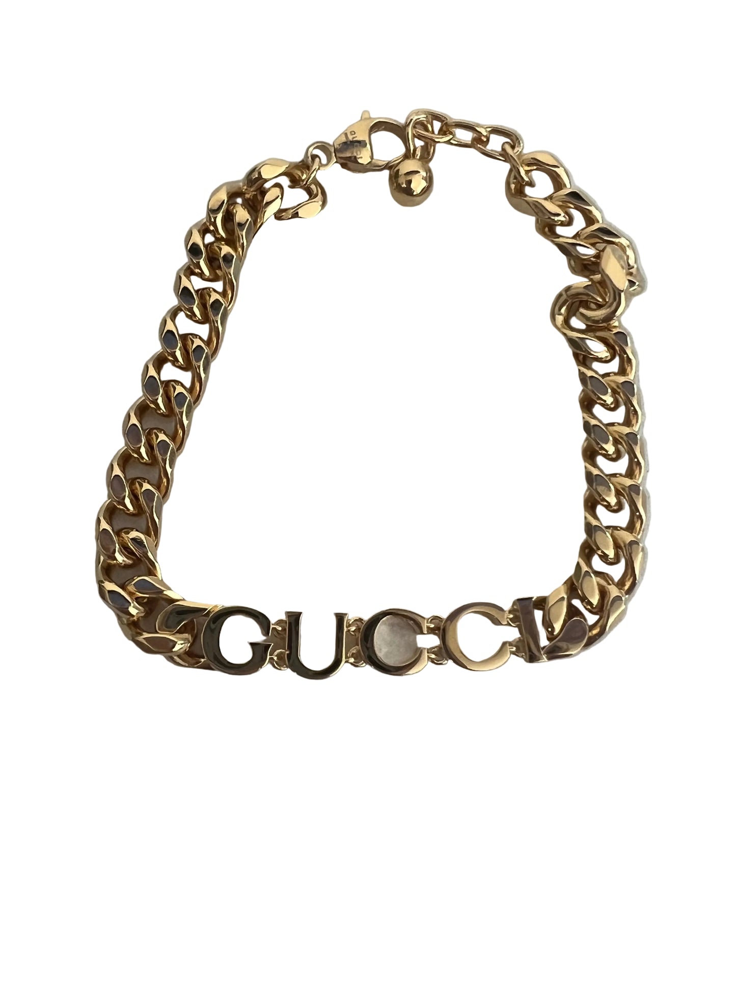 Gucci Gold Toned Script Chain Bracelet