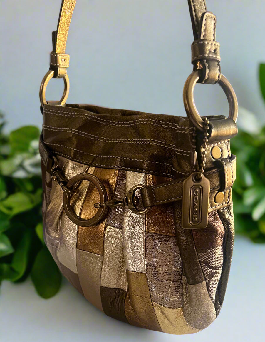 Vintage Coach Gold Patchwork Mini Shoulder Bag