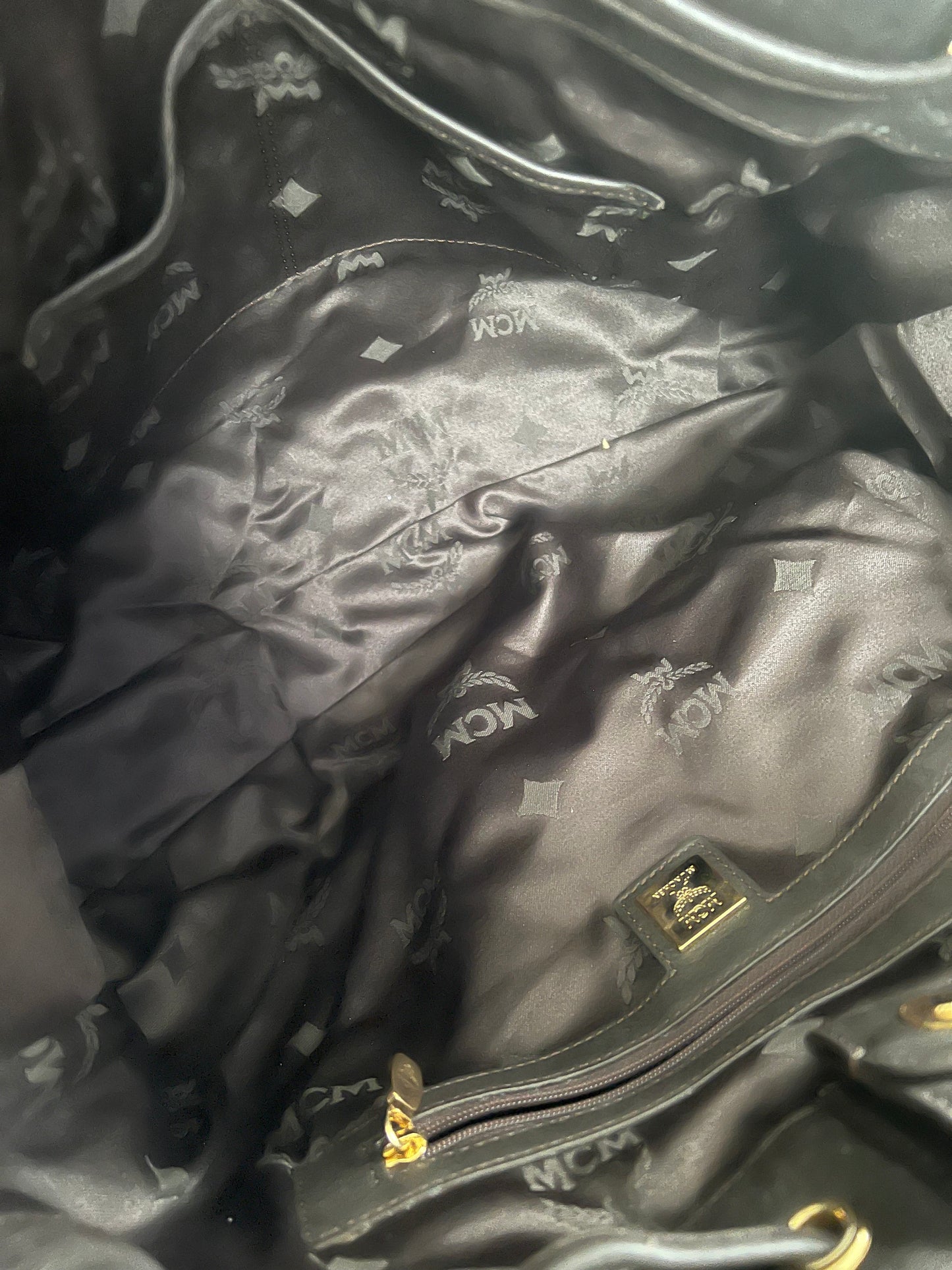 MCM Leather Leopard Studded Tote