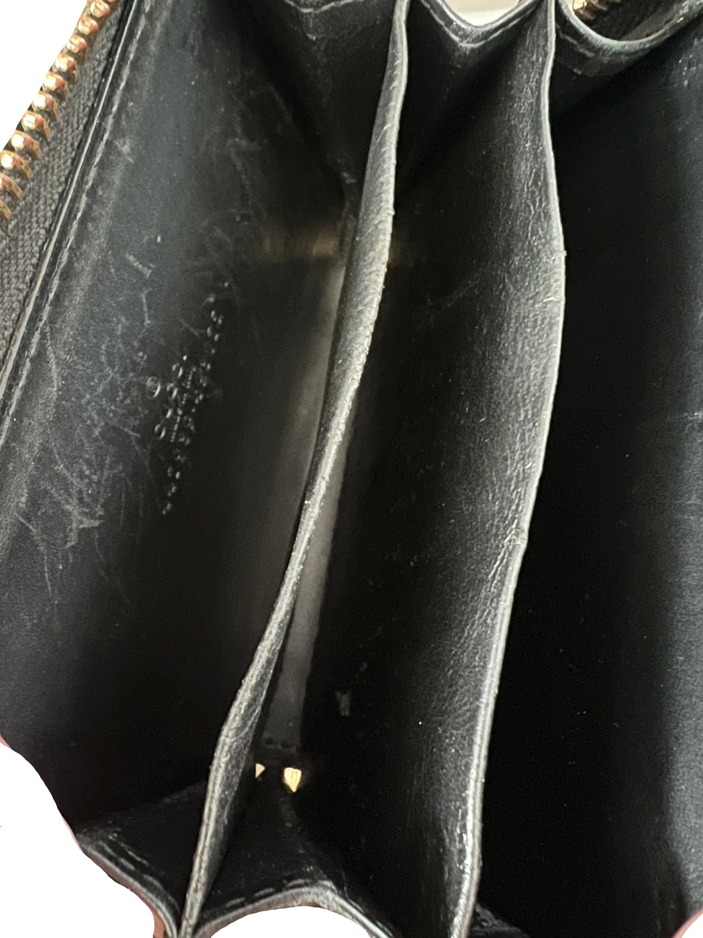 Gucci Black Leather Embossed Compact Zip Wallet