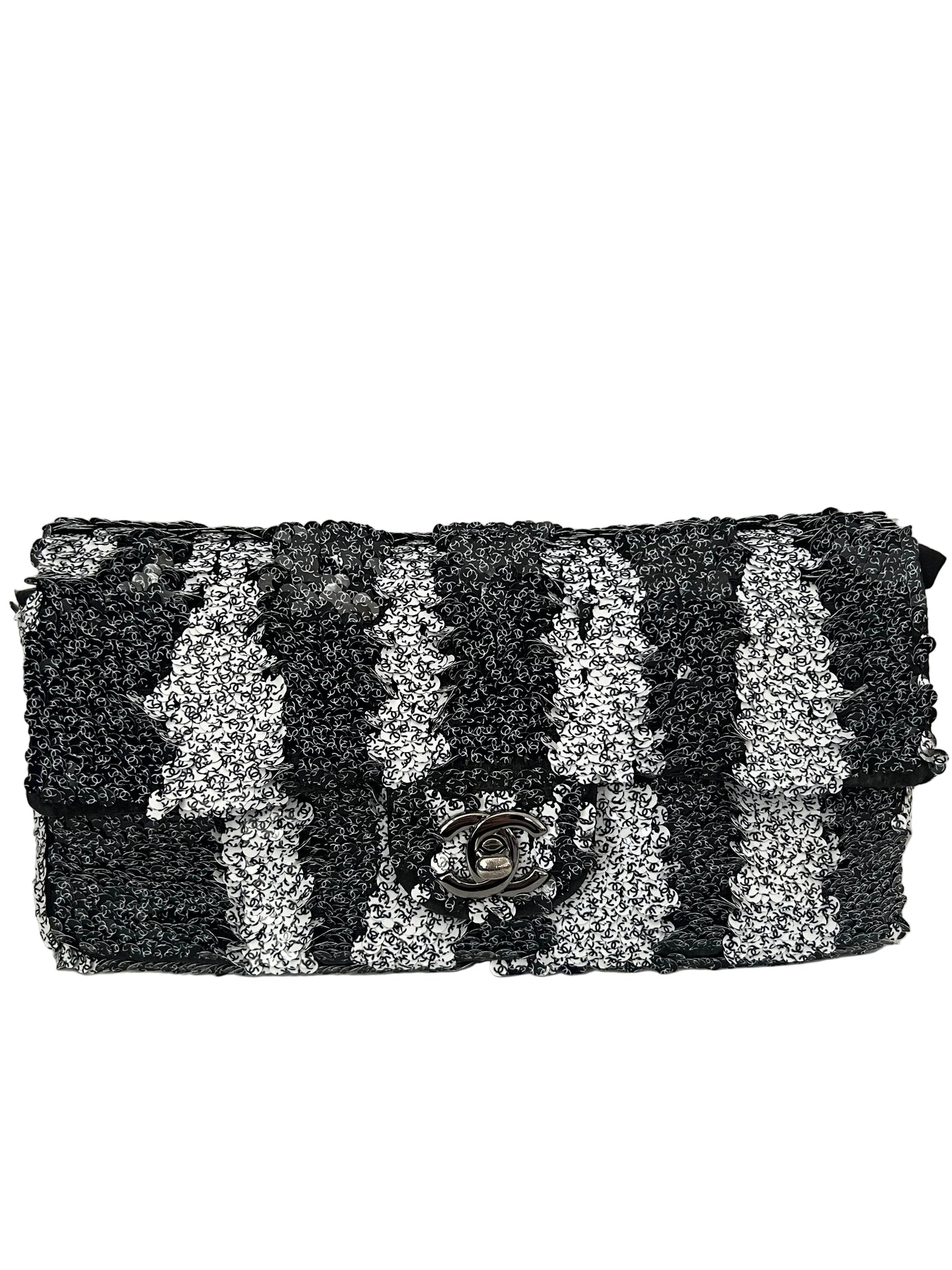 Chanel Black & White Reversible Mini CC Sequins Flap - RARE