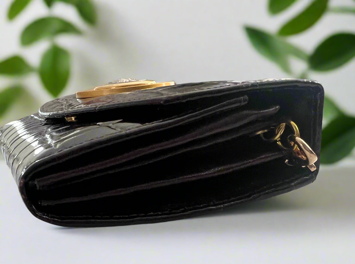 Versace Brown Patent Leather Vintage Clutch -Limited-Edition