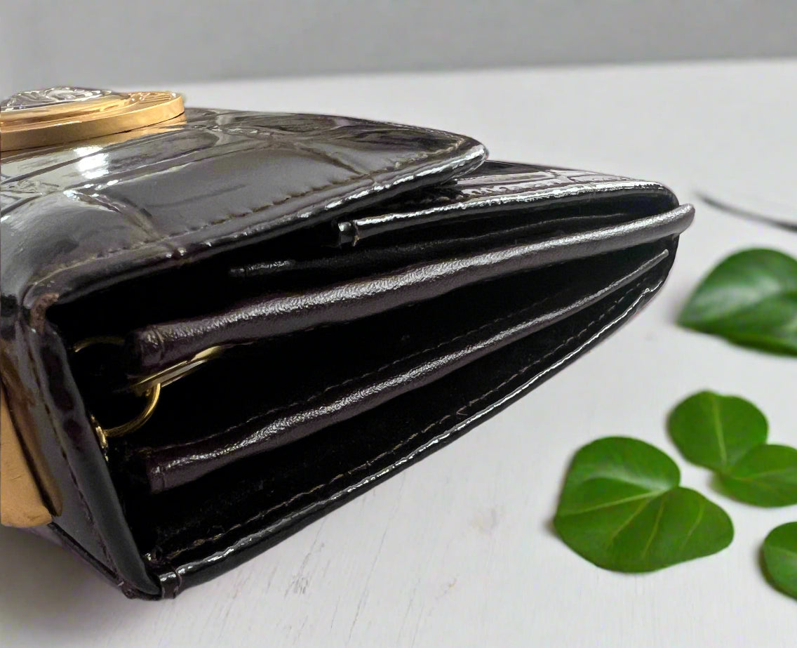 Versace Brown Patent Leather Vintage Clutch -Limited-Edition