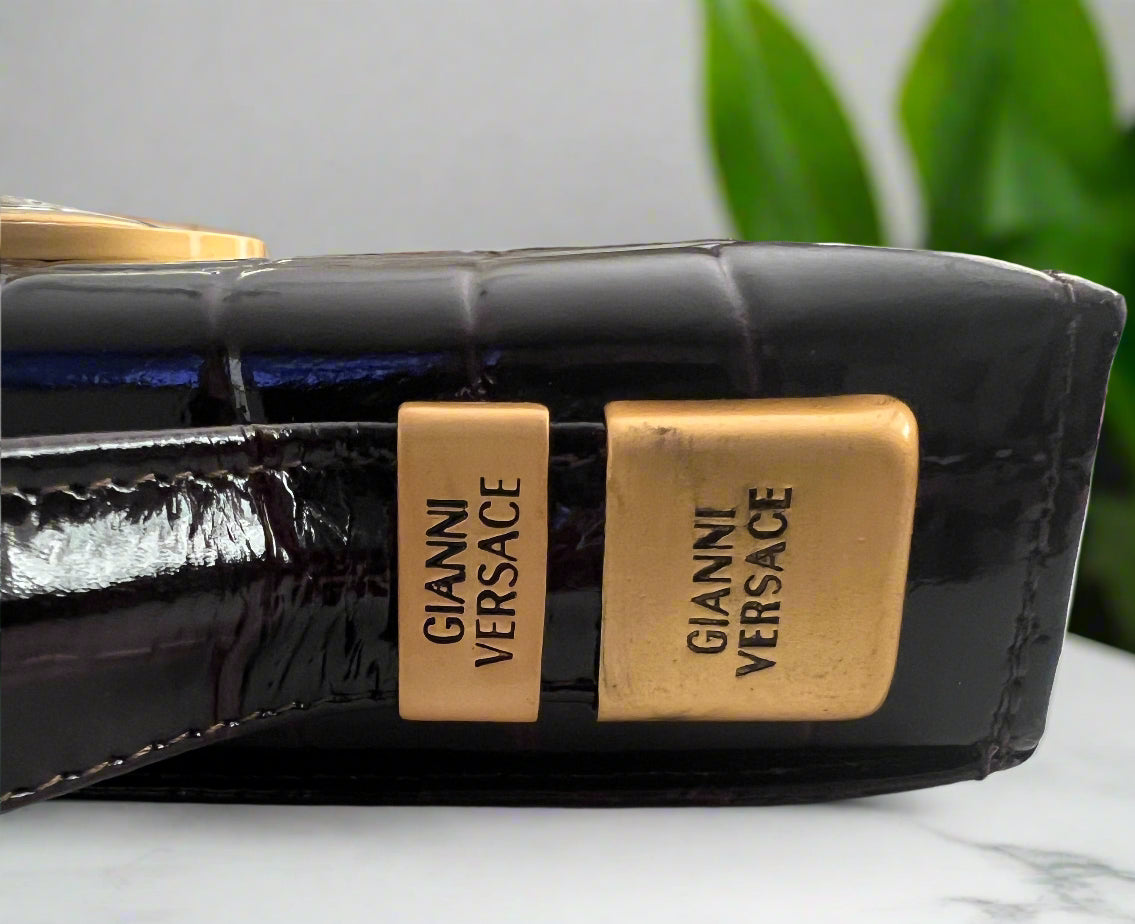 Versace Brown Patent Leather Vintage Clutch -Limited-Edition