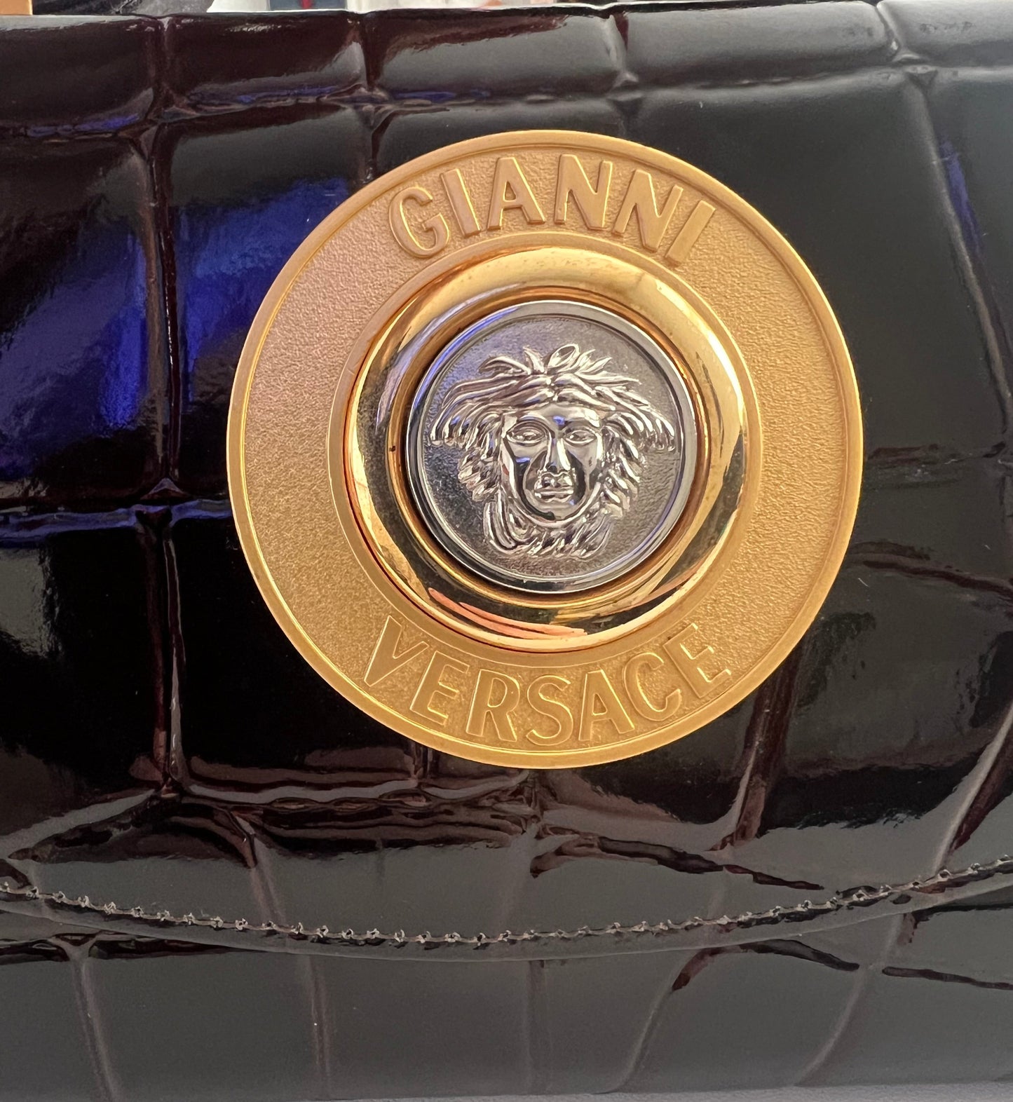 Versace Brown Patent Leather Vintage Clutch -Limited-Edition