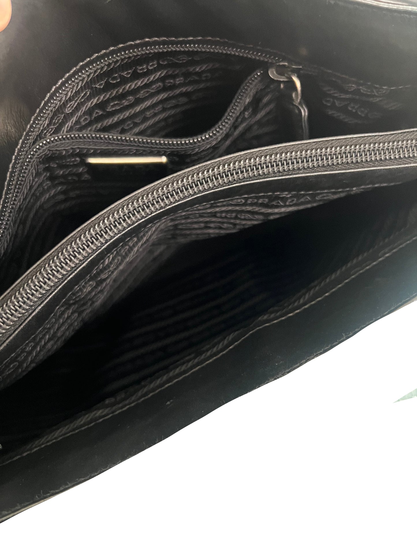Prada Black Leather Aimee Medium Shoulder Bag