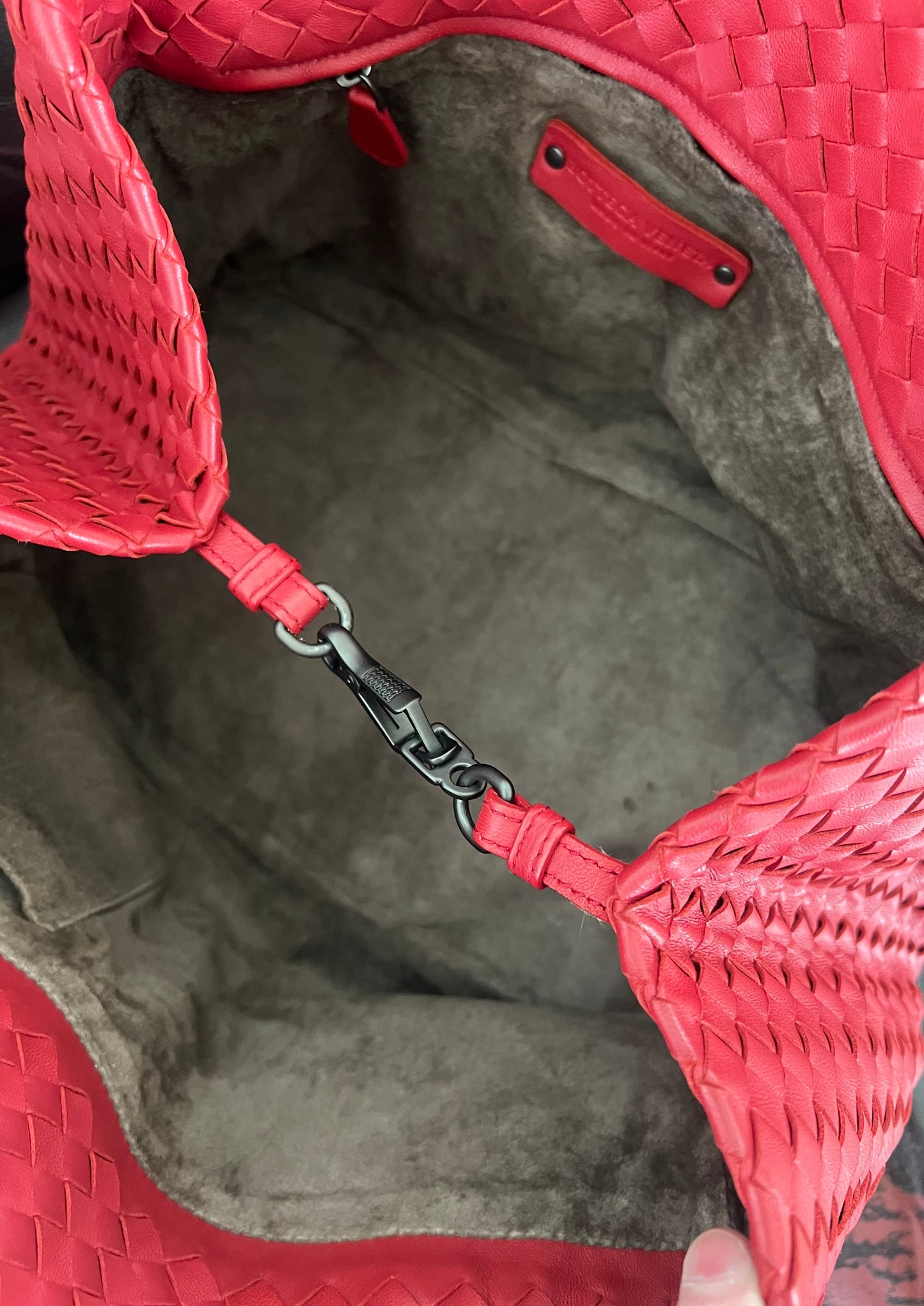 Bottega Veneta Red Intrecciato Calfskin Leather Tote