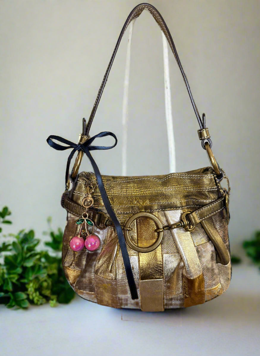 Vintage Coach Gold Patchwork Mini Shoulder Bag