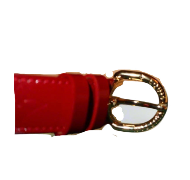Louis Vuitton Red Vernis Leather Belt with Embossed Monogram Belt