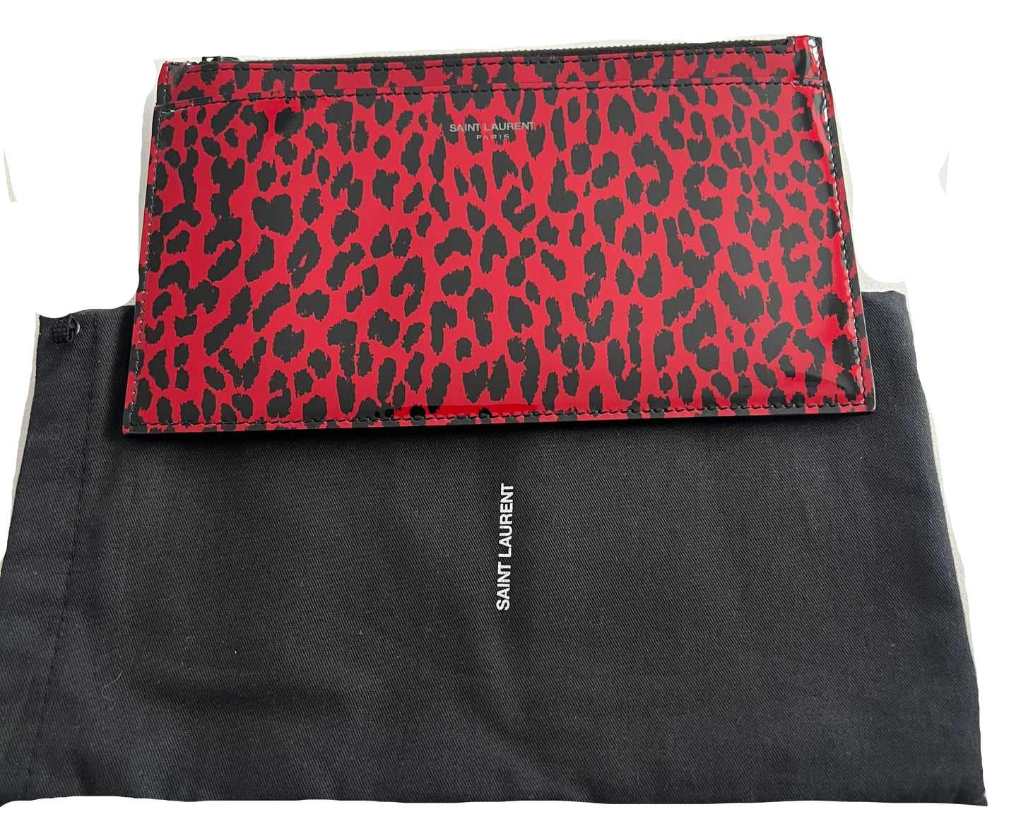 Saint Laurent Patent Leather Animal Print Clutch