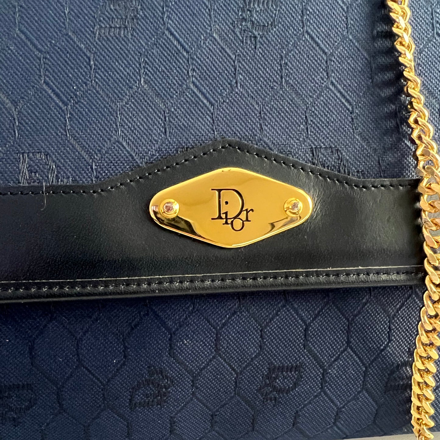 Dior Vintage Navy Trotter Shoulder Bag