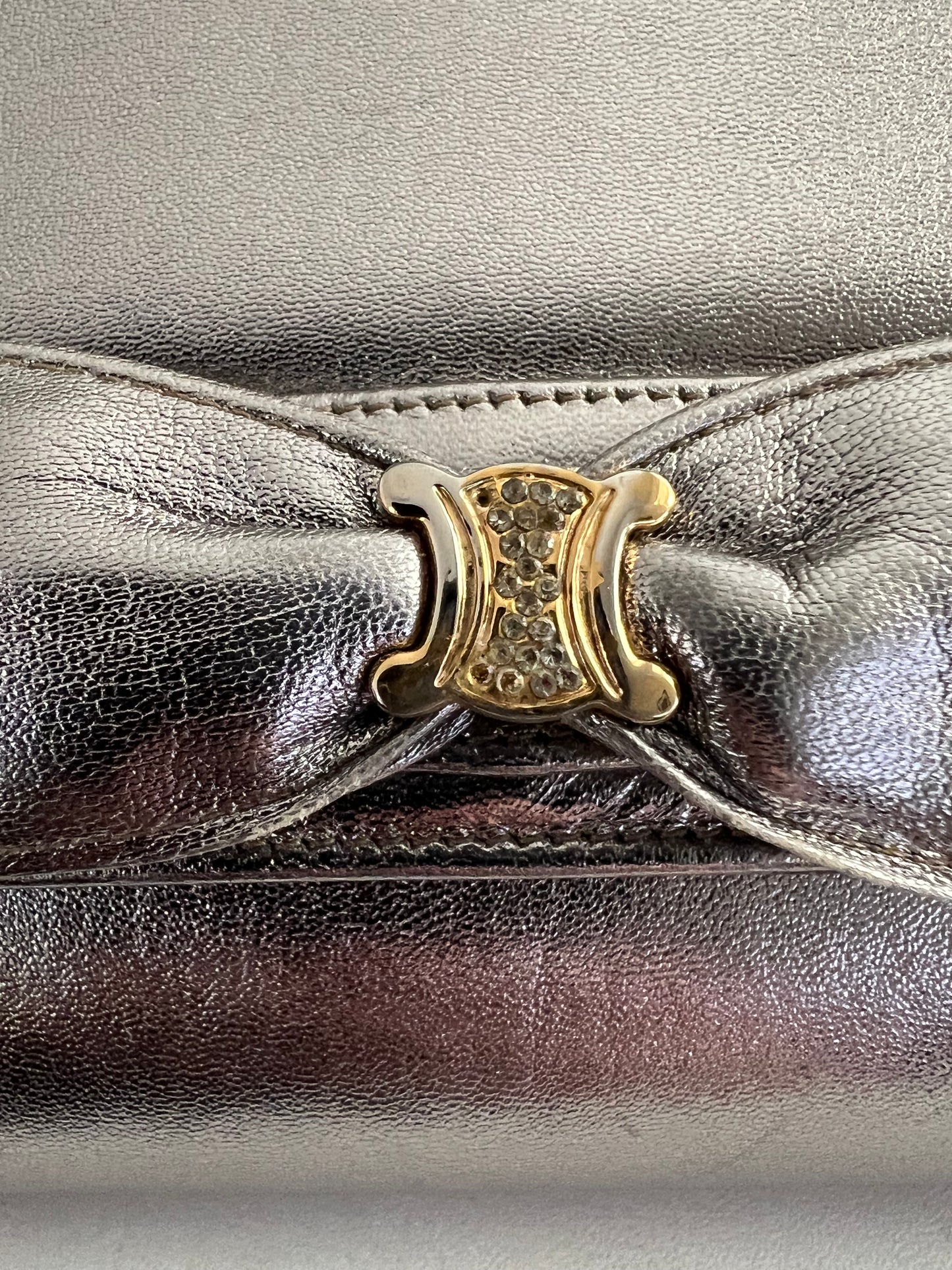 Celine Silver Vintage Leather Clutch
