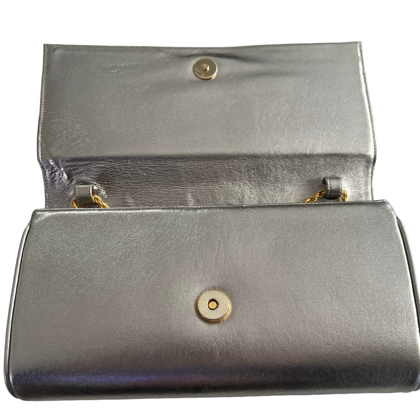 Celine Silver Vintage Leather Clutch