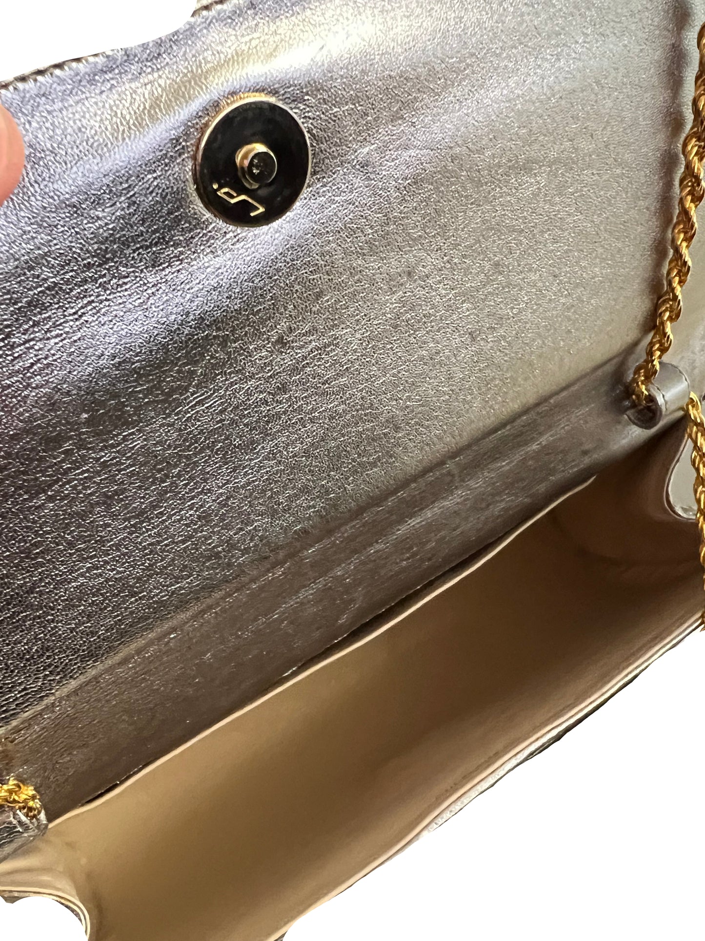 Celine Silver Vintage Leather Clutch