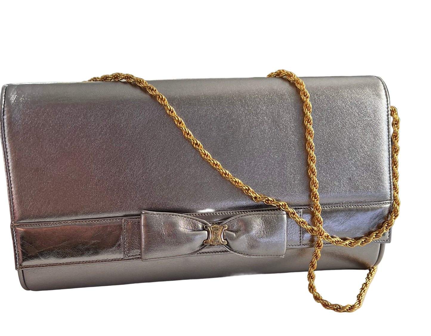 Celine Silver Vintage Leather Clutch