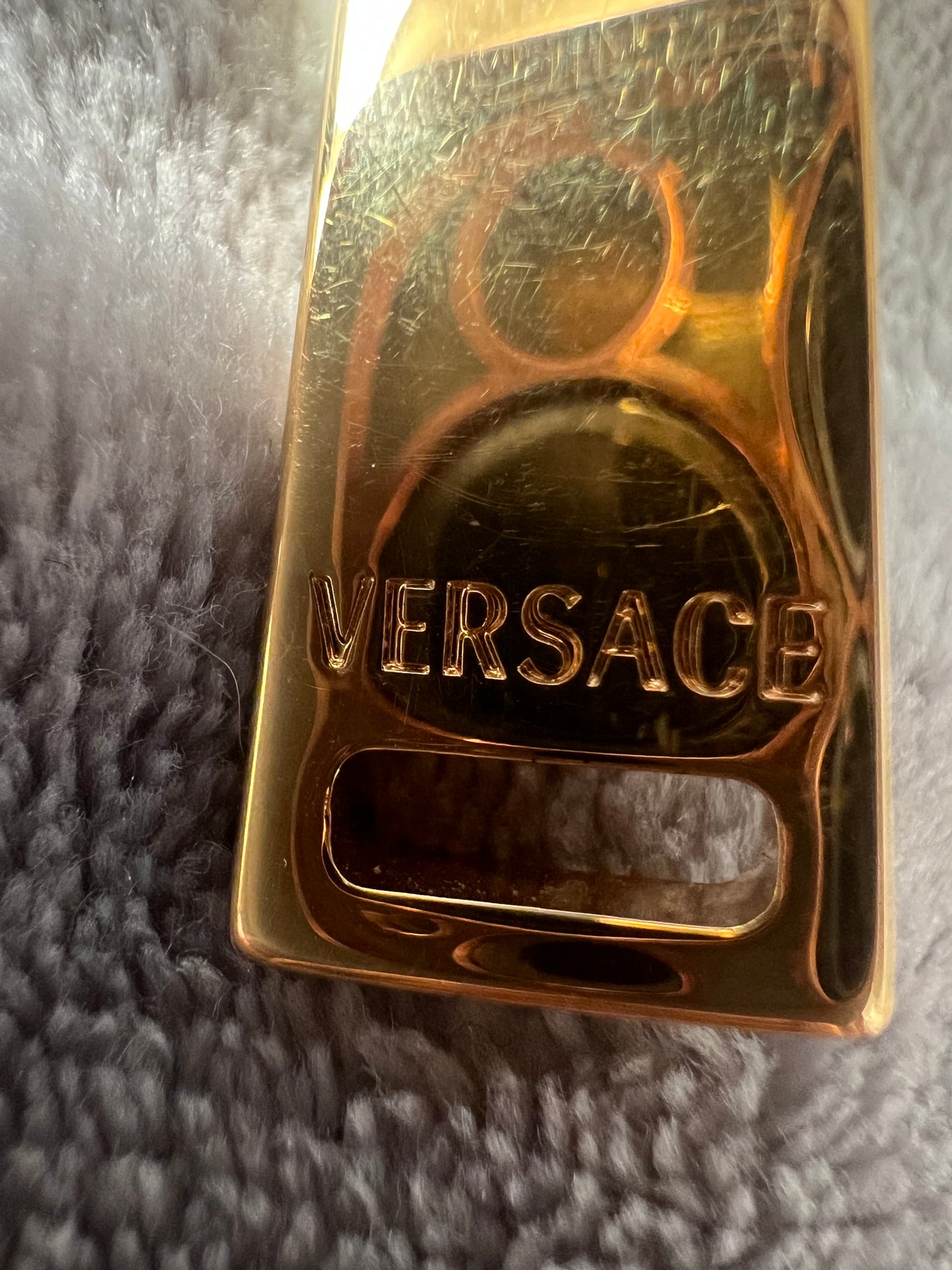 Versace Black Leather Heart Bag Charm