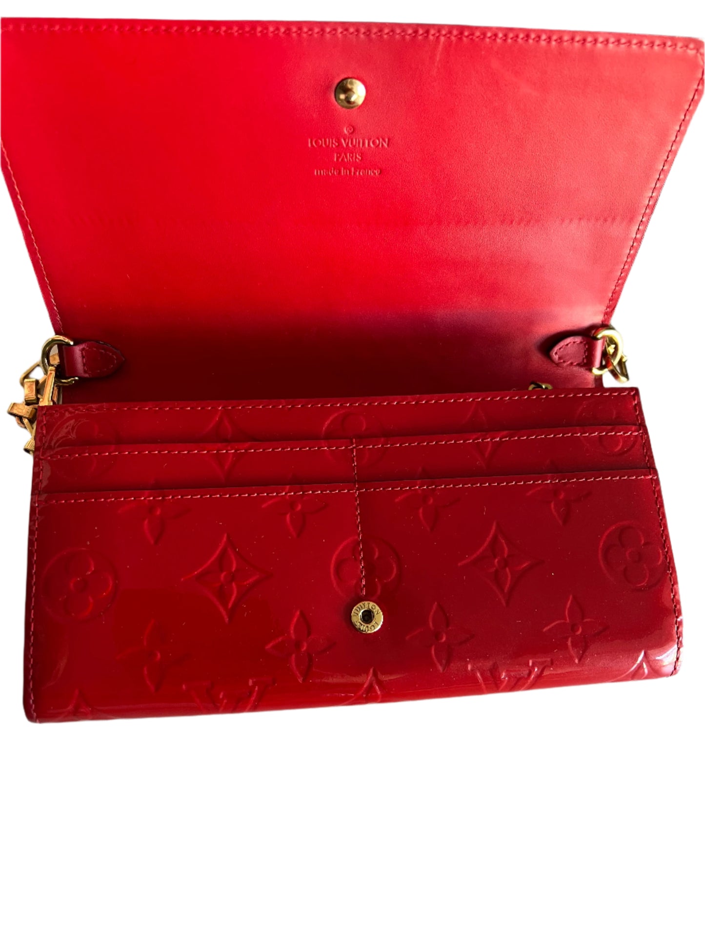 Louis Vuitton Red Vernis Wallet on Chain