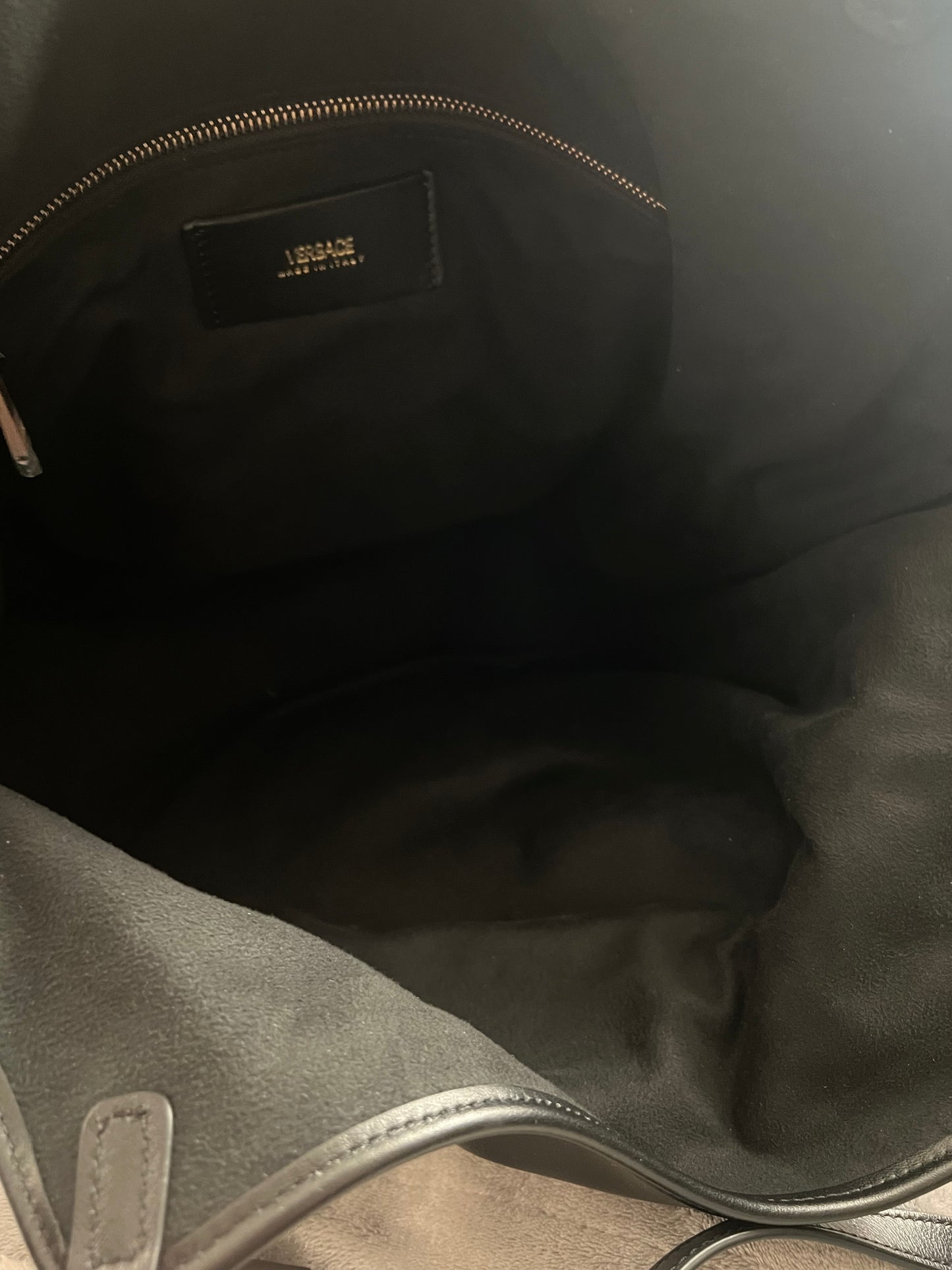 Versace Black Leather Tag Tote