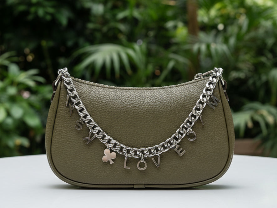 Michael Kors Olive Green Leather Pochette