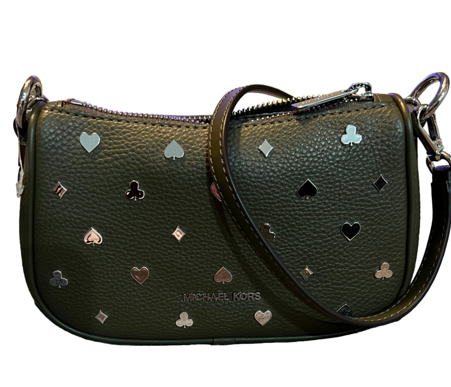 Michael Kors Olive Green Leather Pochette