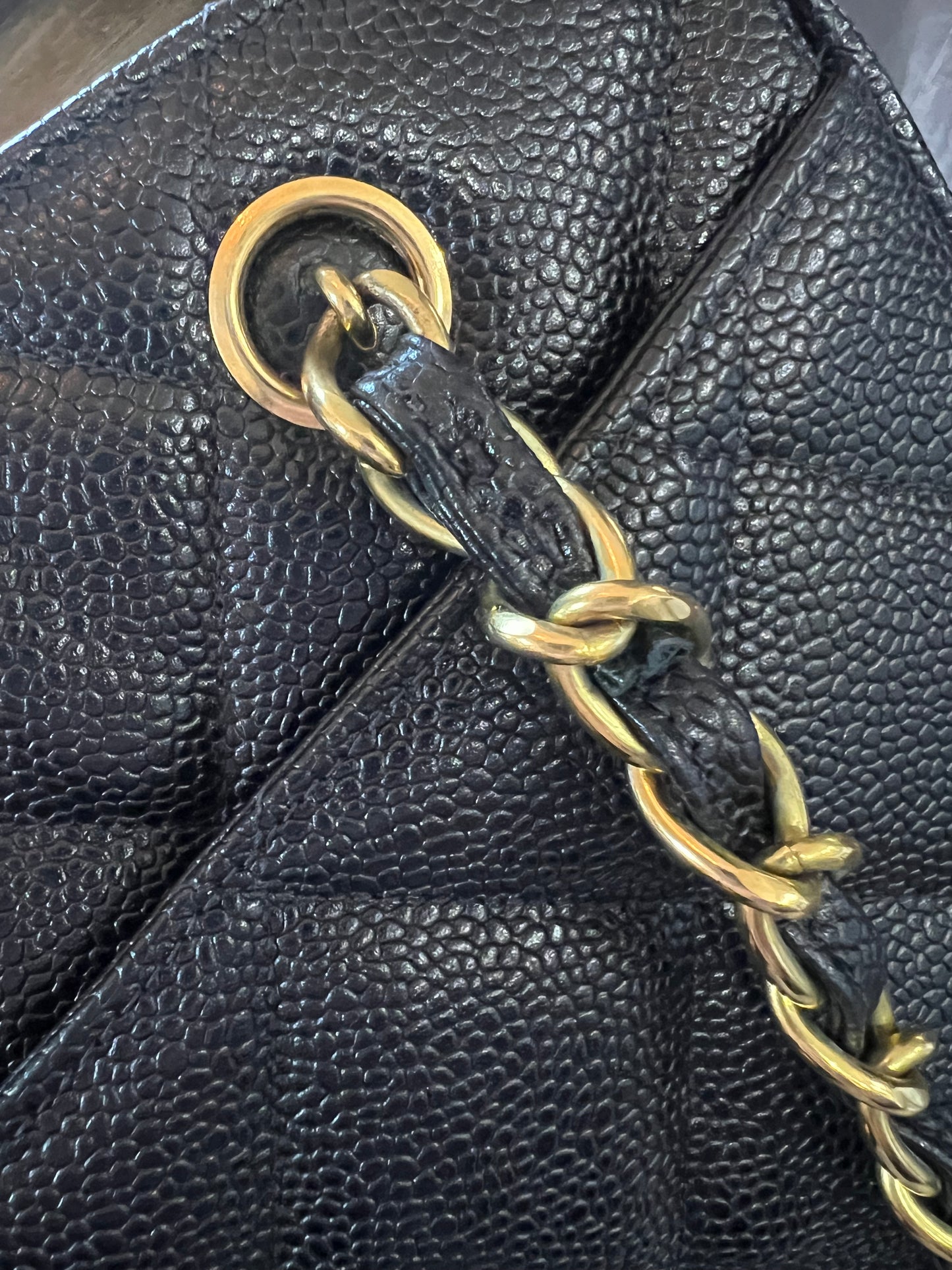 Chanel Vintage Black Caviar CC Turnlock Tote