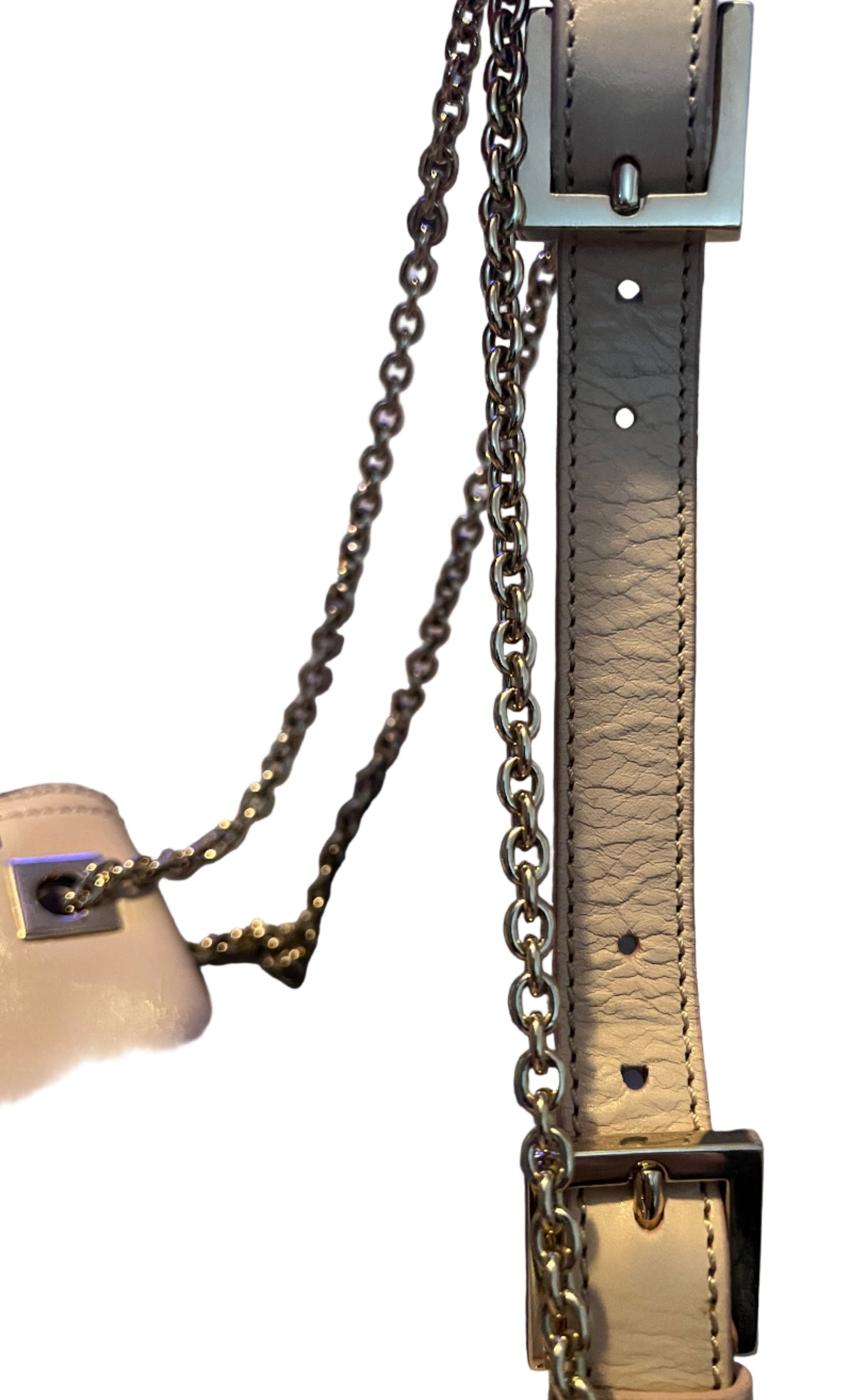Fendi Leather Chain Baguette Flap