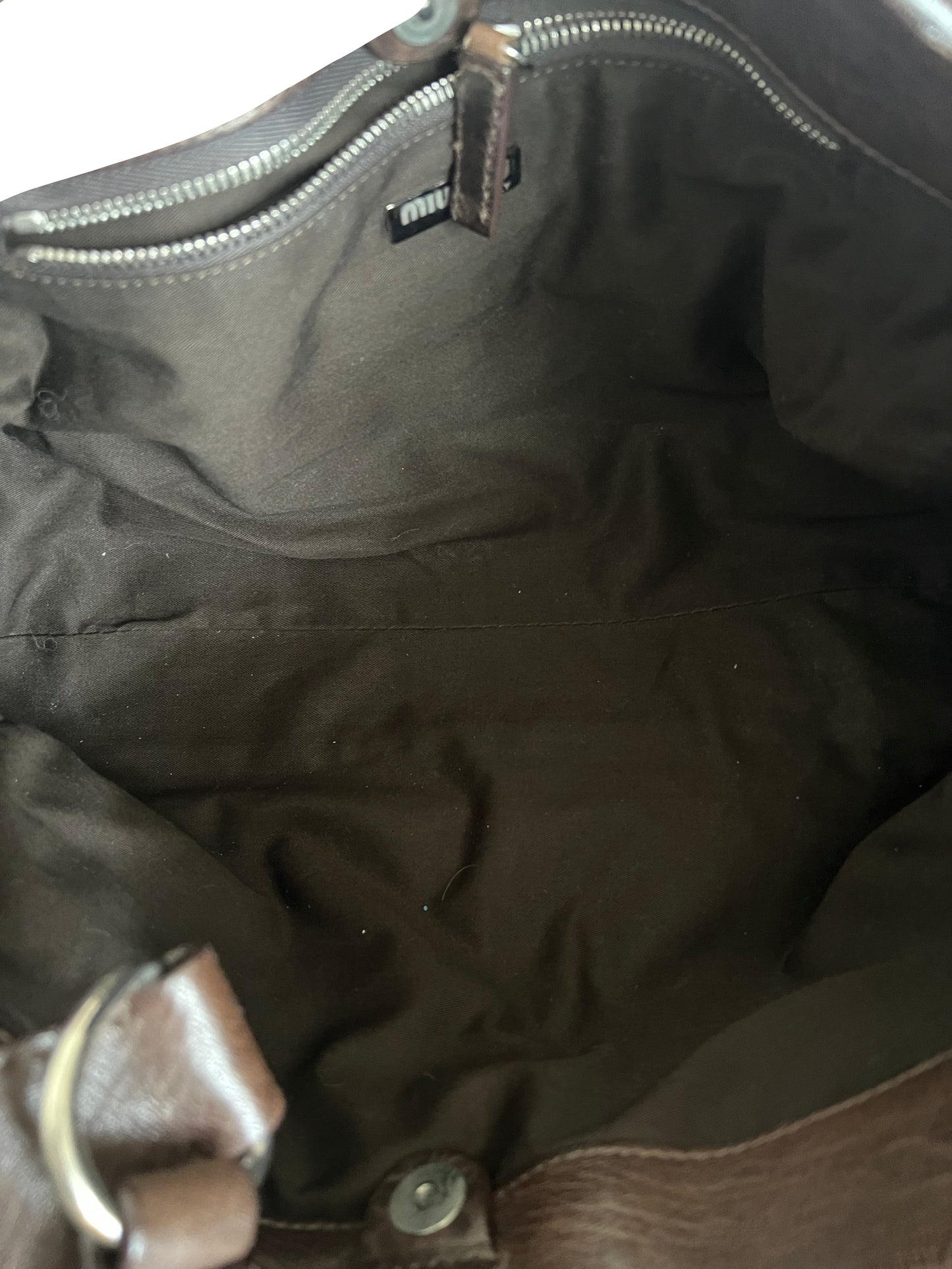 Miu Miu Vintage Distressed Brown Leather Satchel